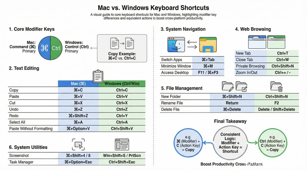Mac vs Windows Keyboard Shortcuts | Summagraph